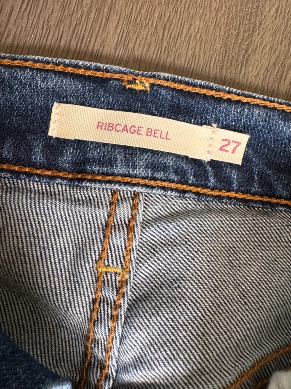 Levi’s Ribcage Bell Bellbottom Denim Jeans Dark Blue Flare 27 - Picture 7 of 13